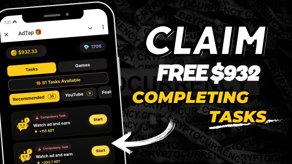 How to Claim $932 USDT Completing Tasks on the AdTap Telegram Bot